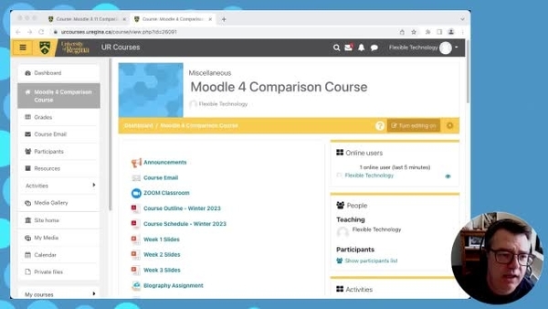 A screenshot of a course page in Moodle 3.11