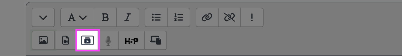 A screenshot highlighting the Zoom Video button in the Atto editor