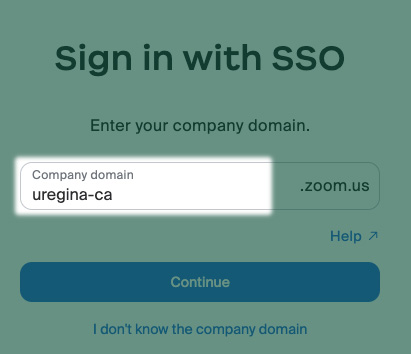 Choose SSO on the Zoom login screen