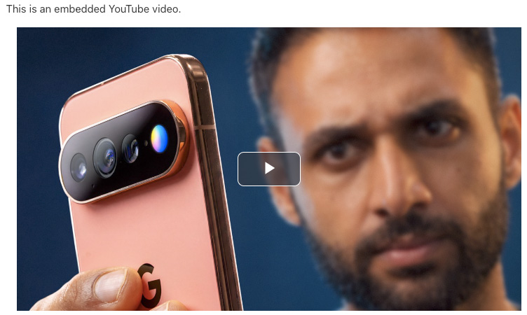 Viewing an embedded YouTube video in a course page