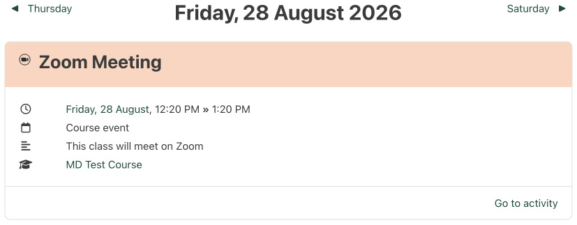 Viewing Zoom meetings in your course calendar