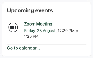Viewing Zoom meetings in the Upcoming Events block