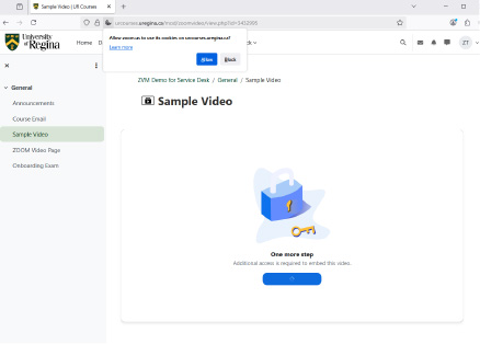 Displaying the error prompt to allow embed access.