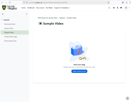 Displaying the error prompt to allow embed access.