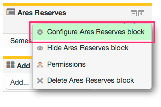 Ares - Configure Ares Resrves block