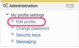 Screenshot: Edit profile link