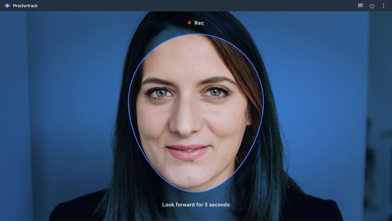 A Proctortrack face scan in progress.