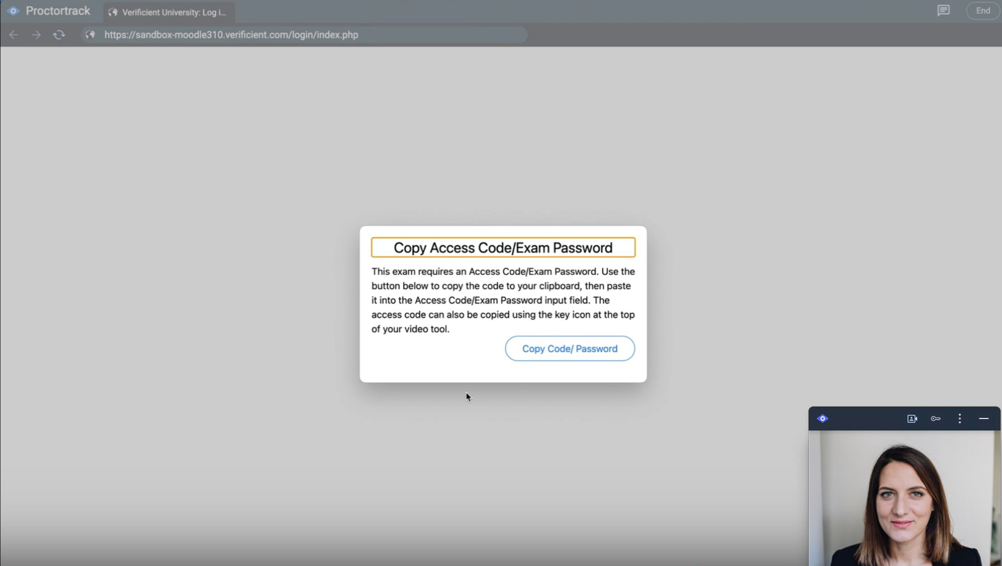 An example of a live assessment beginning.