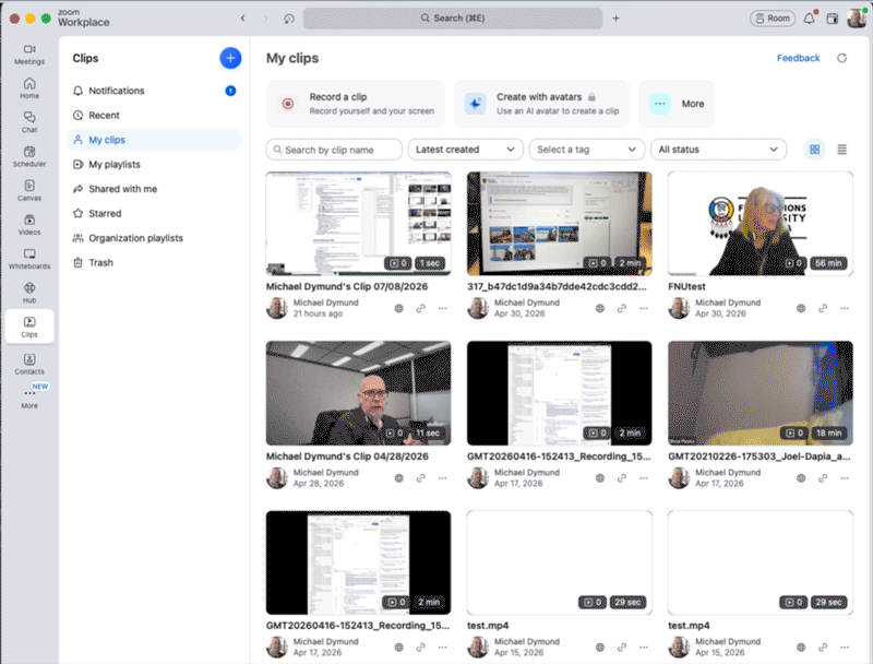 Starting to record a Clip in the Zoom desktop application.