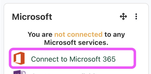 A screenshot highlighting the Connect to Microsoft 365 link