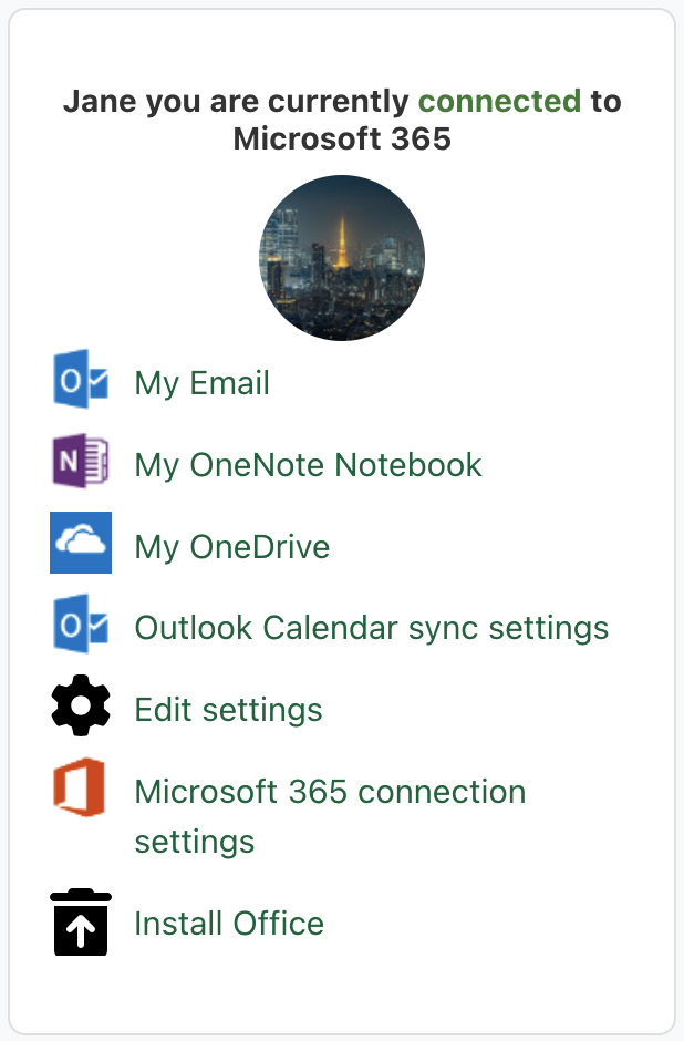 A screenshot highlighting the Microsoft 365 block